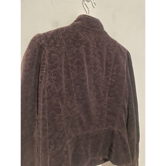 Ann Taylor Loft Petites 4 Burgundy Velvet Jacket Mandarin Collar Victorian - Picture 7 of 7
